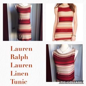 Lauren Ralph Lauren Red Multi Striped Tunic